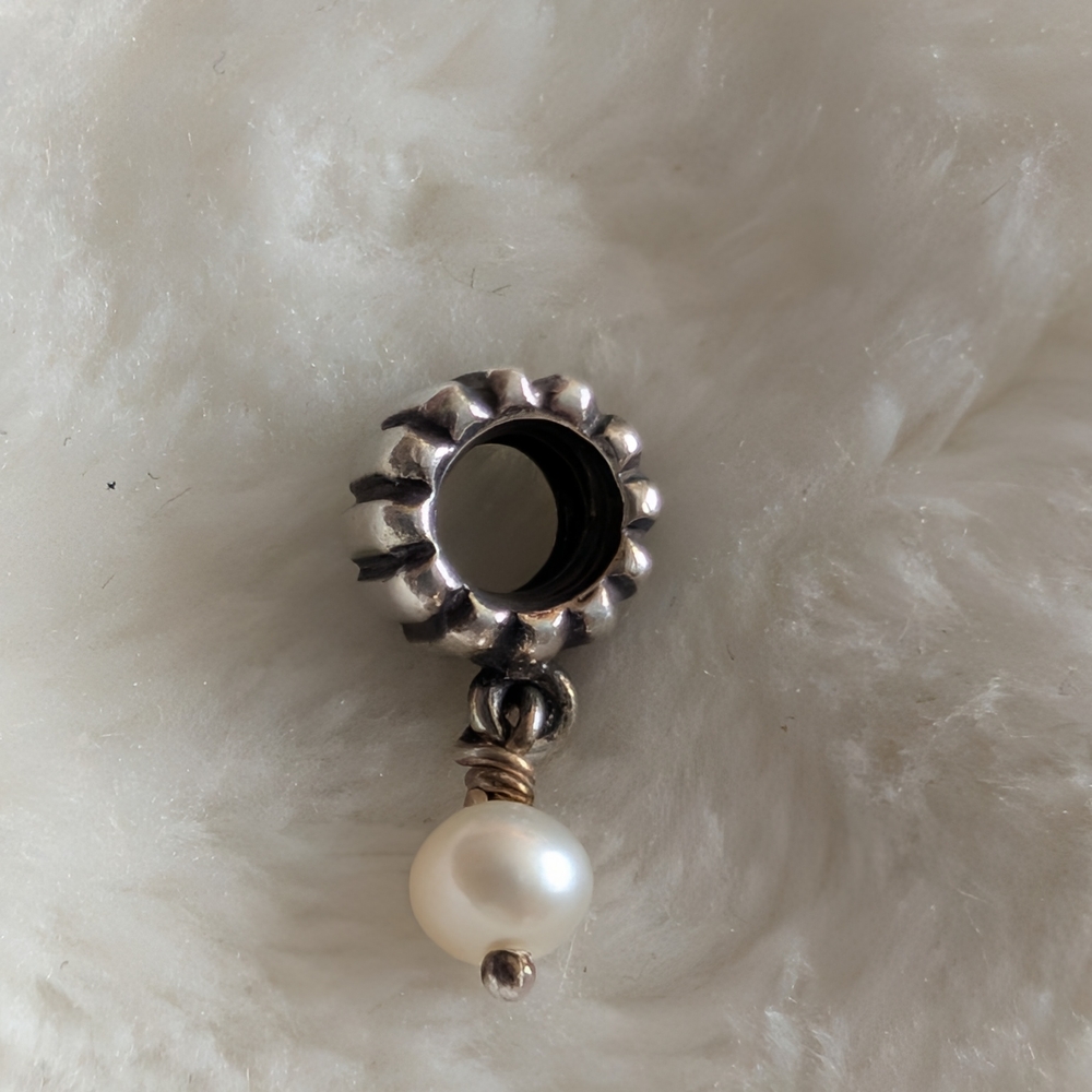 Authentic Pandora Pearl Dangle Charm - White Pearl